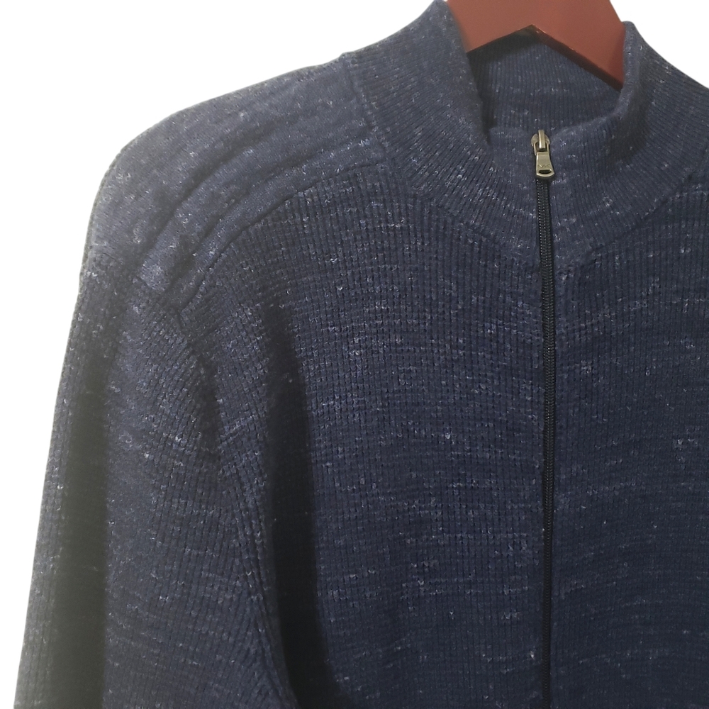 Michael Kors Mens Full Zip Wool Blend Sweater Blue Sz Large - Picture 4 of 14